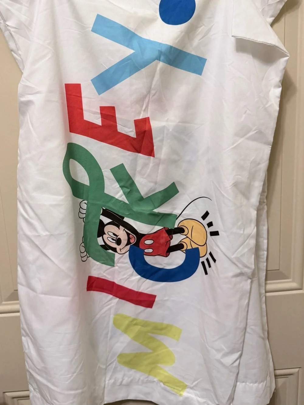 Disney White Pillowcase Pair with Multicolor Letters and Mickey Graphic